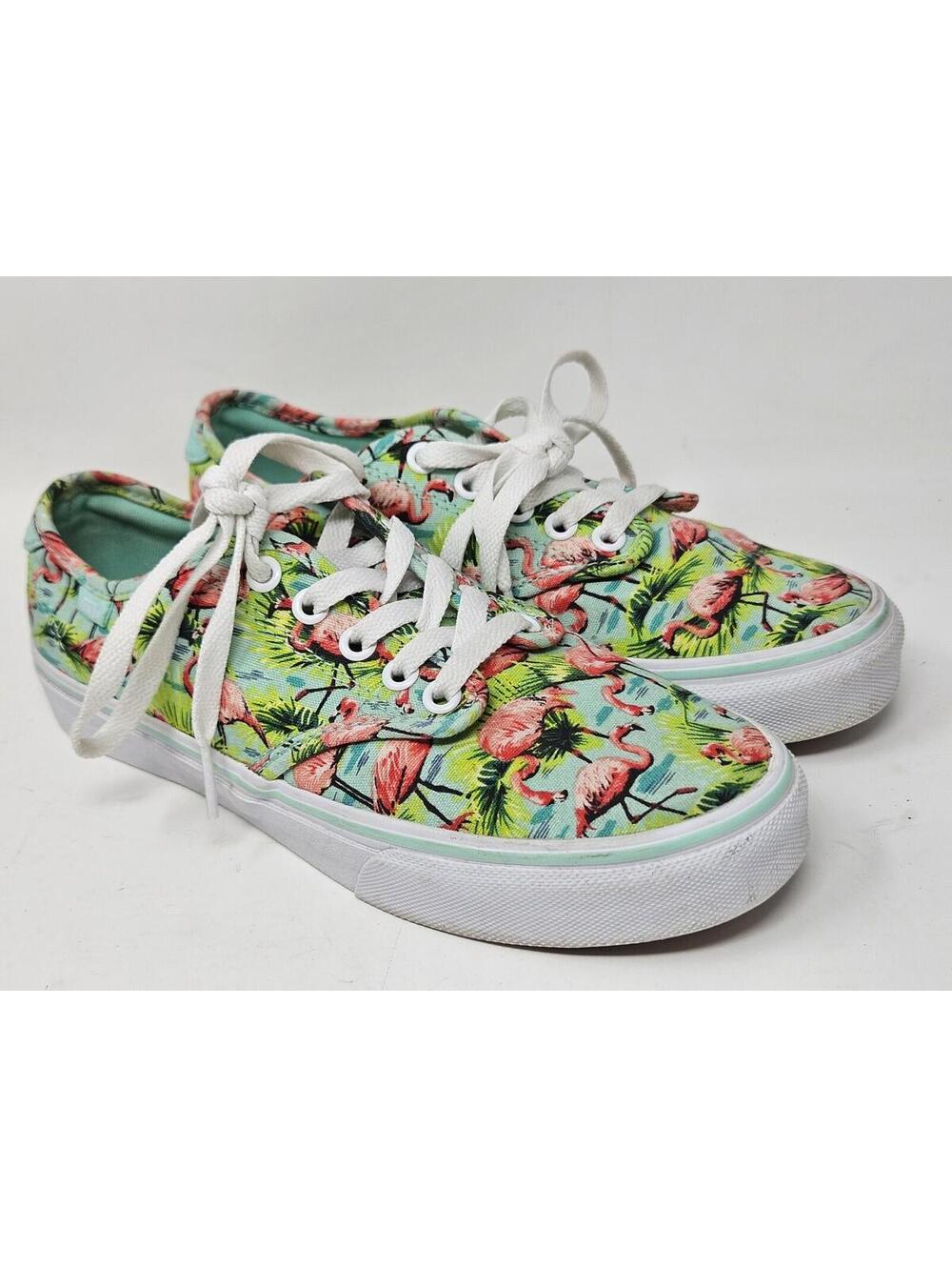 Vans Authentic Lo Pro Flamingo Tropical Print Mint Green Sneakers Womens 7